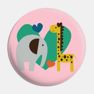 Elephant and Giraffe Pin