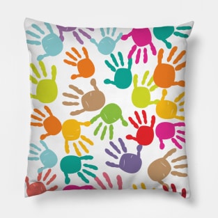 Colorful baby handprint Pillow