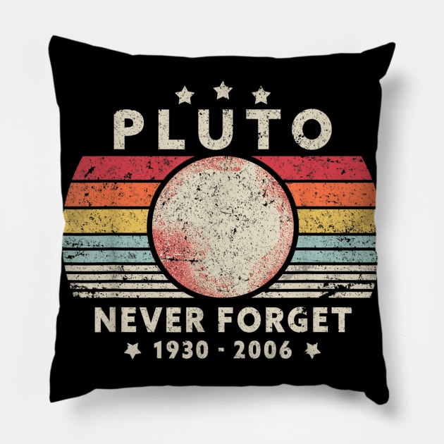 Never Forget Pluto Retro Style Funny Space, Science T-Shirt Pillow by juliawaltershaxw205