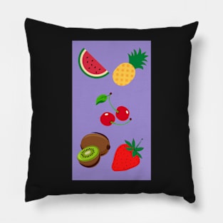 Watermelon, Pineapple, Cherry, Kiwifruit and Strawberry Pattern Pillow