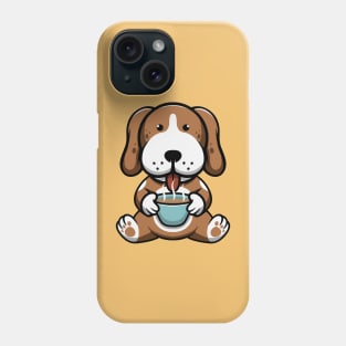 Cute Dog drink hot chocolate Phone Case