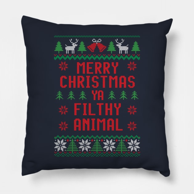 Merry Christmas ya filthy animal Pillow by BodinStreet