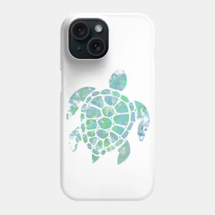 Sea Turtle Design in Blue and Green Paint Drops Pattern Phone Case
