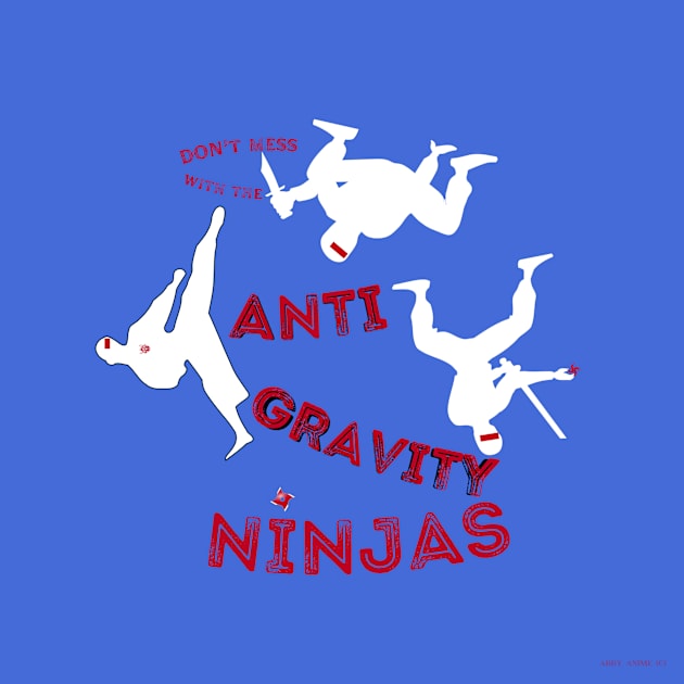 Anti Gravity Ninjas (White/Red Over Blue) By Abby Anime(c) Kids T-Shirt by Abby Anime