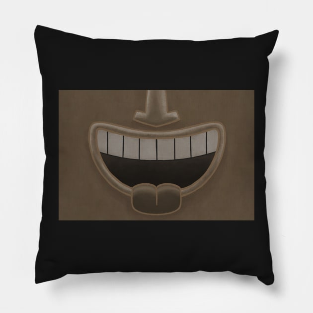 Chocolate Tiki Smile Mask! Pillow by ErinKantBarnard