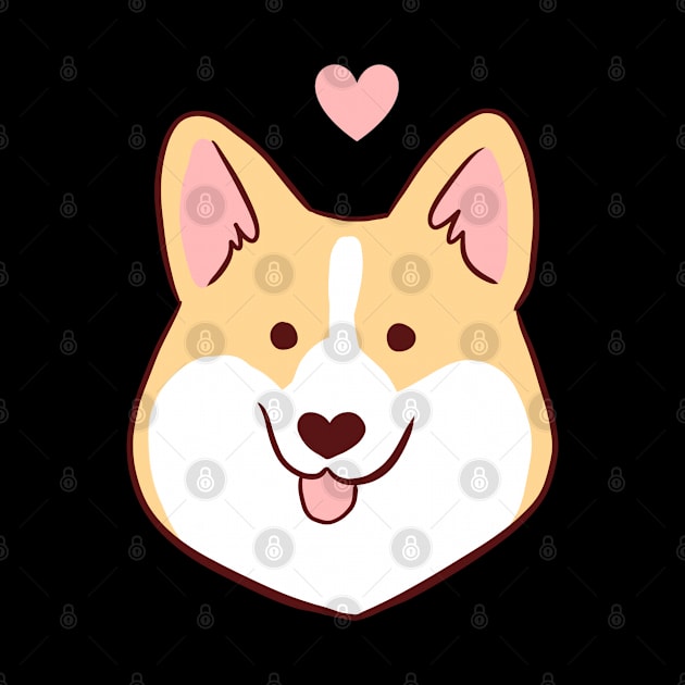 Cute corgi face with a heart illustration by Yarafantasyart