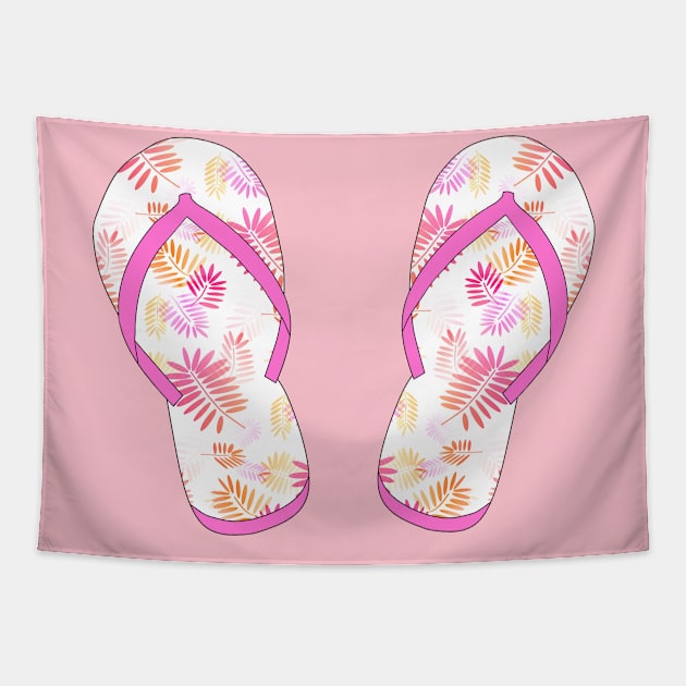 Pink Tropical Flip Flops Tapestry by SartorisArt1