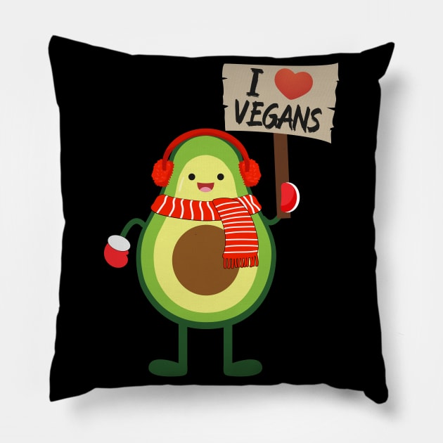 Avo I love vegans Pillow by MZeeDesigns