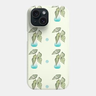 Dotted Begonia Pattern in Light Green | Houseplants | Botanicals | Watercolor Phone Case