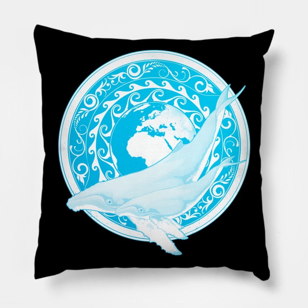 Humpback Whales Earth Day Pillow by NicGrayTees