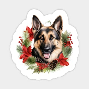 Christmas German Shepherd Dog Wreath Magnet