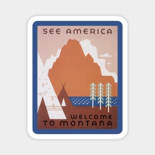 Vintage Travel Poster, Welcome to Montana Magnet