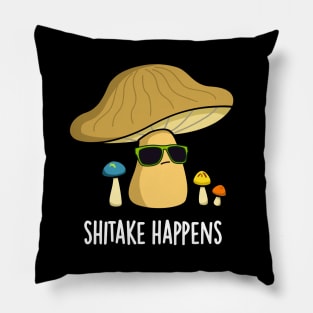 Shitake Happens Cute Mushroom Pun Pillow