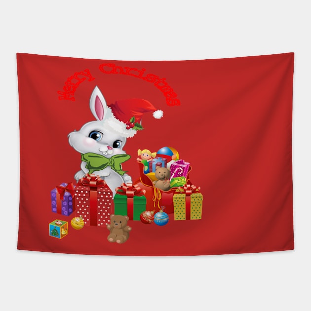 MERRY CHRISTMAS BUNNY Tapestry by SHOW YOUR LOVE