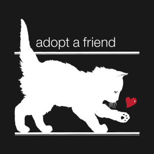 Adopt a friend, white kitten with heart T-Shirt