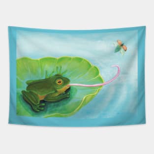 Frog Catching Bug Tapestry