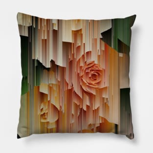 Glitched Orange Roses Pillow