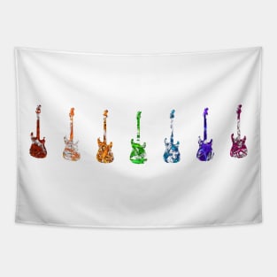 7 Fiery Guitar Silhouettes Tapestry