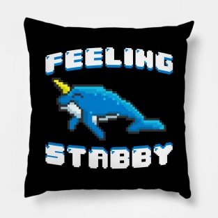 Adorable Feeling Stabby 8-Bit Narwhal Funny Whale Pillow