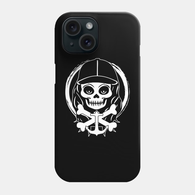 Deckhand Skull and Anchor White Logo Phone Case by Nuletto