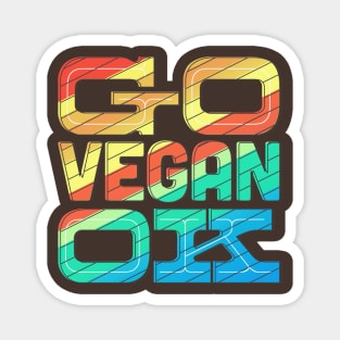 Rainbow Retro Go Vegan OK Magnet