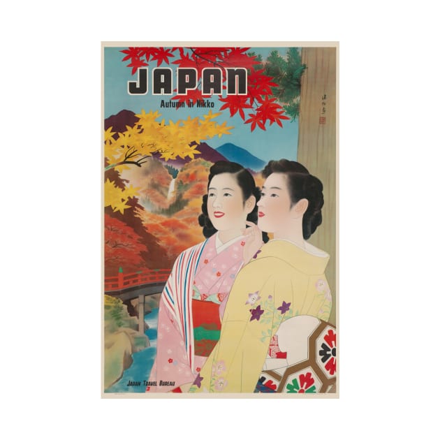 Japan Autumn in Nikko Vintage Poster by vintagetreasure