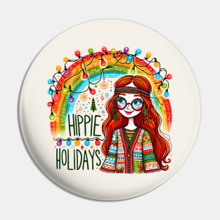 Hippie Holidays Christmas Pin