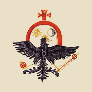 Black Eagle with alchemical sun & moon T-Shirt