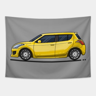 Yellow Hatchback Car Tapestry