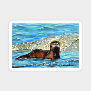 Otter in the Waves 2 Magnet