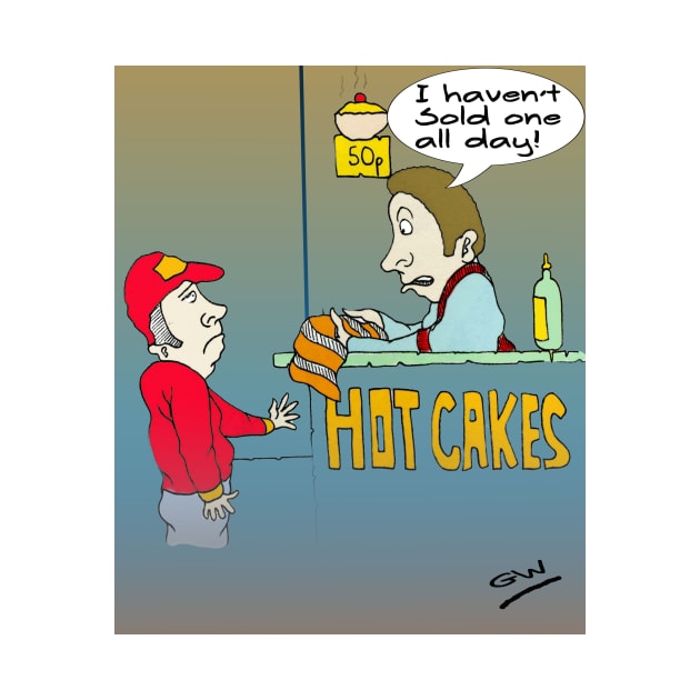 Funny Hot Cakes Seller Cartoon. by grantwilson