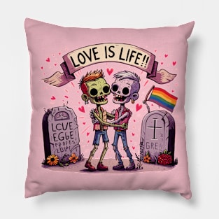 Love is life! Zombie gay couple Pillow