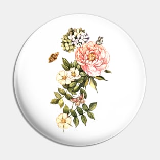 Watercolor vintage floral motifs Pin