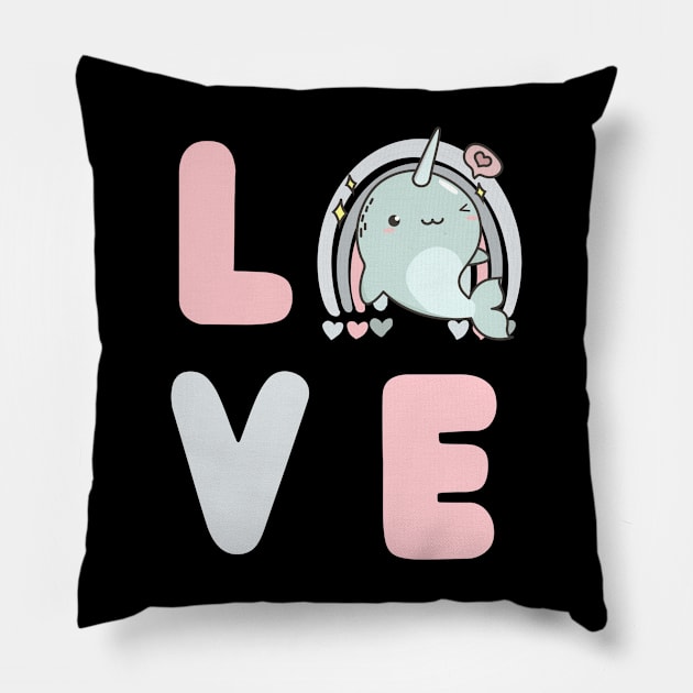 Love Narwhals Pillow by ODIN DESIGNS