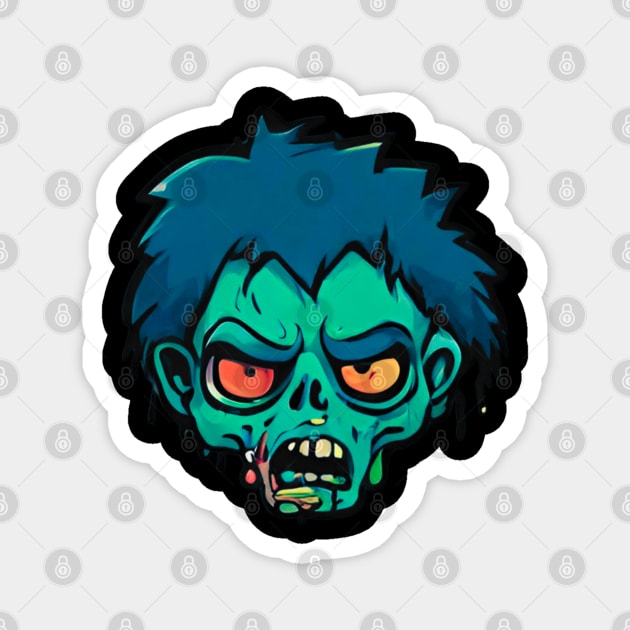 The Green Face Zombie Magnet by Whisky1111