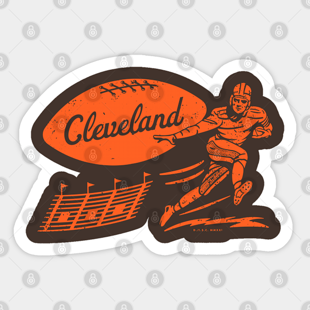 Vintage Football - Cleveland Browns (Orange Cleveland Wordmark) - Cleveland Browns - Sticker