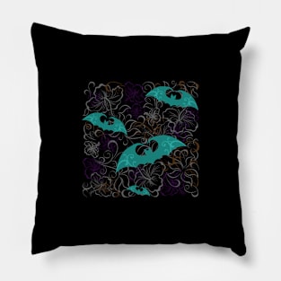 Bat Floral Pattern Pillow