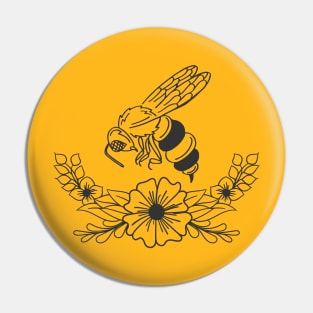 Honey Bee and Flowers Pin