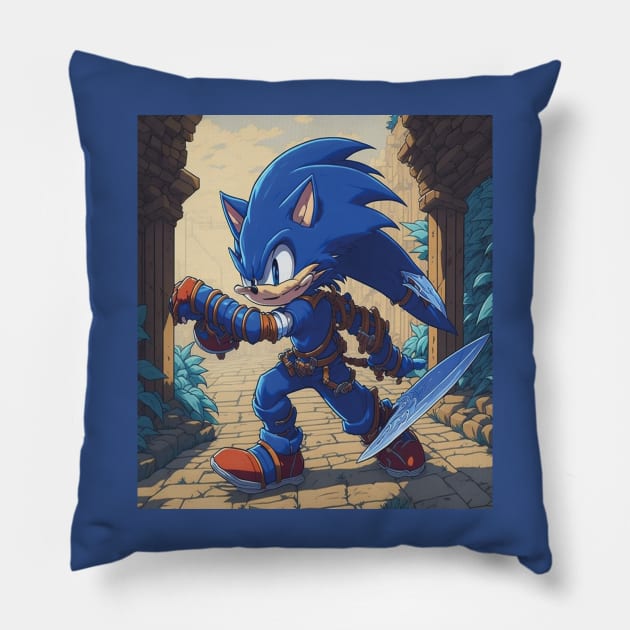 Sonic blue hedgehog Pillow by mouhamed22