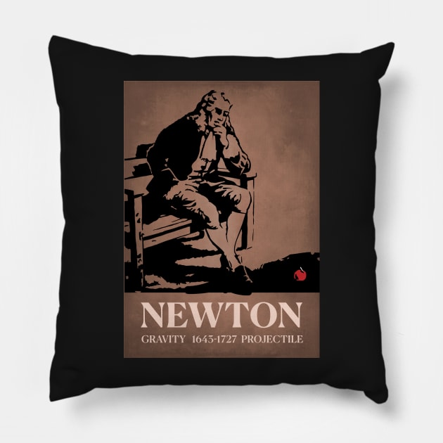 Sir Isaac Newton Apple Gravity Poster Pillow by labstud