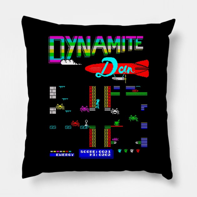 Mod.8 Arcade Dynamite Dan Video Game Pillow by parashop