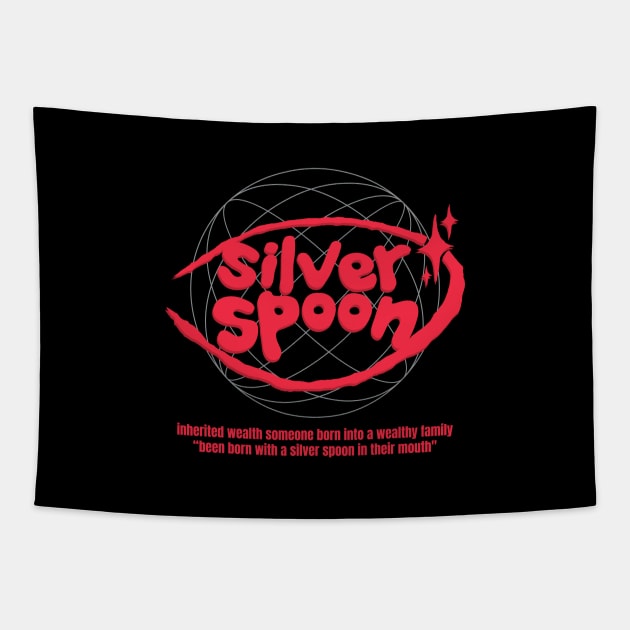 Silver Spoon word lettering art Tapestry by idbihevier