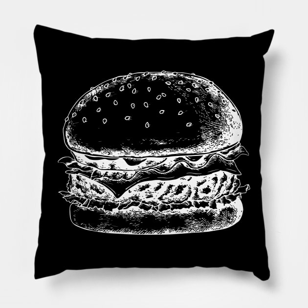 Hamburger Burger Meaty Goodness Pillow by Closeddoor