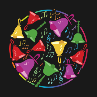 Handbell Melody of Colors: A Circle of Bells And Music Notes T-Shirt