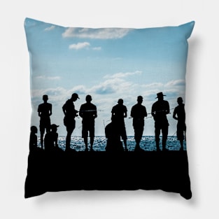 Fishermen of the Malecon, Havana. Cuba. Pillow