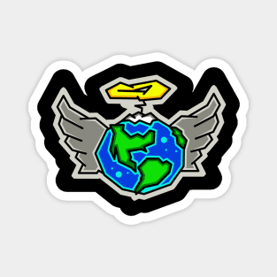 Planet Earth Angel with a Halo and Wings - Angelic Gaia - Earth Angel Magnet