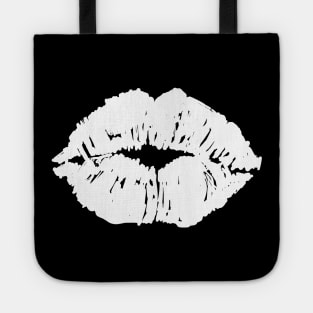 Kissing Lips Mouth Lipstick Black White Tote