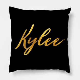 Kylee Name Hand Lettering in Faux Gold Letters Pillow