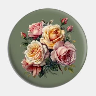 Bouquet of Vintage Roses Pin