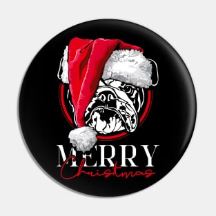 Funny Santa English Bulldog Merry Christmas dog British Bulldog Pin